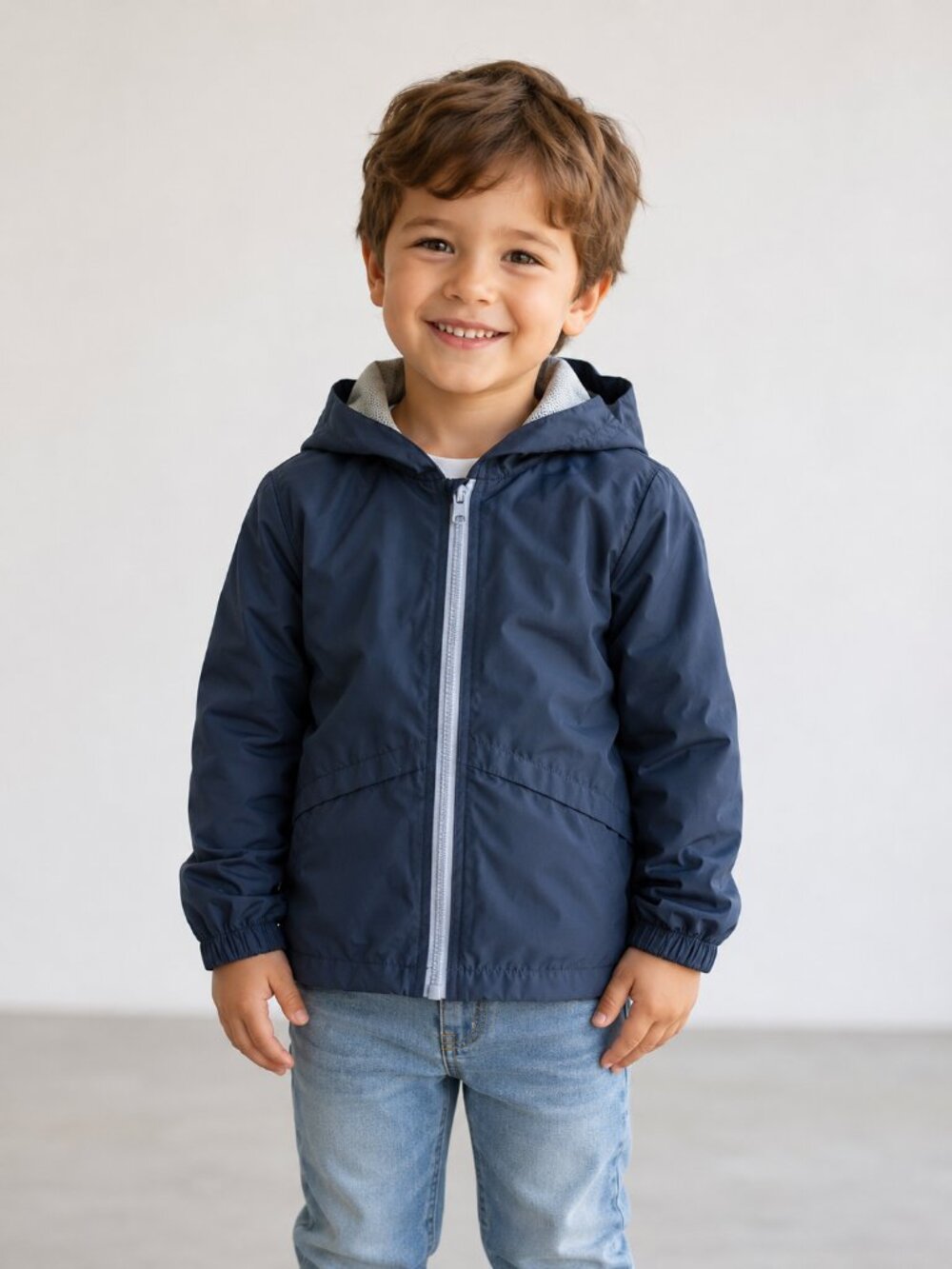 Iceburg Kids Windbreaker Jacket Navy Blue Hooded Lightweight Coat Size S 4/5